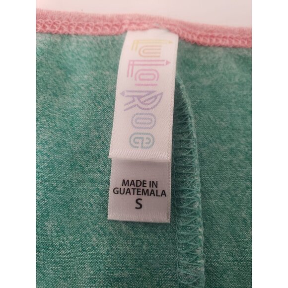 LulaRoe Tunic Top with Drop Shoulder Green with Pink Trim Shirt Size S - Picture 4 of 5